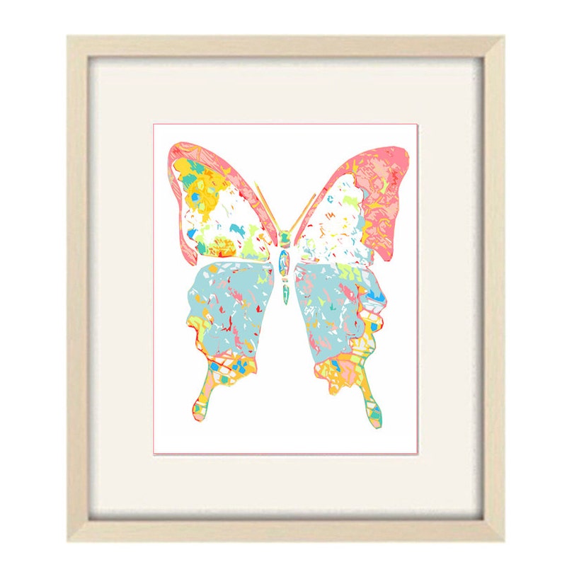 Floral Butterfly Nursery Art Print Set Pretty Wall Decor for Baby Girls Room Abstract Butterflies Artwork image 3