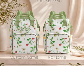 New Baby Gifts For New Mothers Strawberry Diaper Bag Baby Backpack With Inserts & Bottle Holders - Waterproof Baby Shower Gift Bag