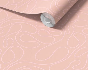 Pink Squiggle Peel and Stick Wallpaper - Girls Room Decor