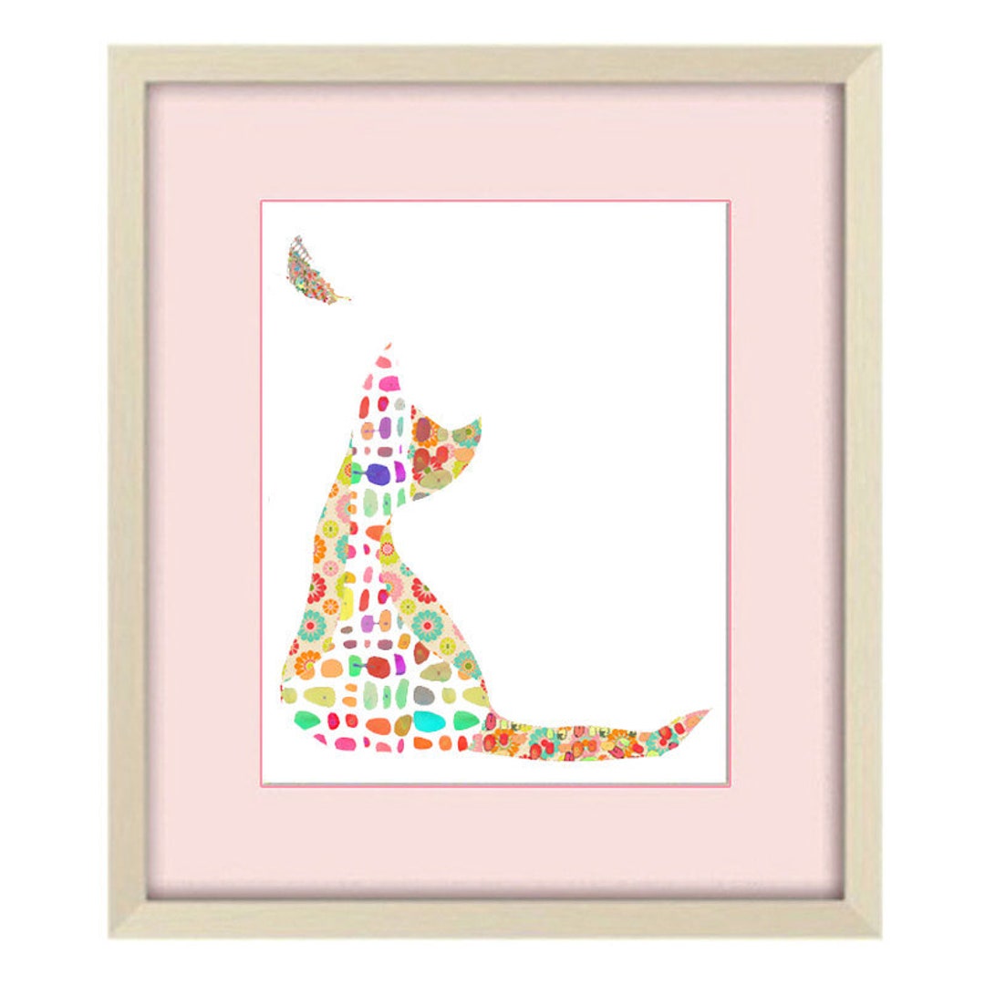 Nursery Wall Art Cat Print for Baby Girl Nursery Wall Decor. Etsy
