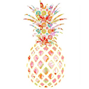 Tropical Watercolor Pineapple Wall Art - Hawaiian Pineapple Print for Home Decor