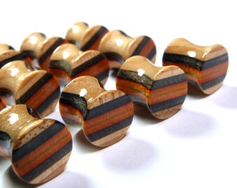 Ear Gauge Pair of Plugs Recycled Skateboards Gauges Plugs and Tunnels Wood Tunnel Wood Tunnels Wooden Plug Ear Plugs Wooden Plugs