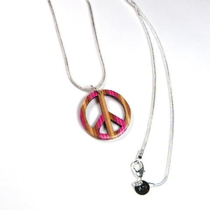 Recycled Skateboards, Peace Sign Necklace, Wooden Jewellery, Unique Gifts, Boho Hippy Necklace, Wood Peace Sign, Hippie Gifts, Peace Symbol image 3