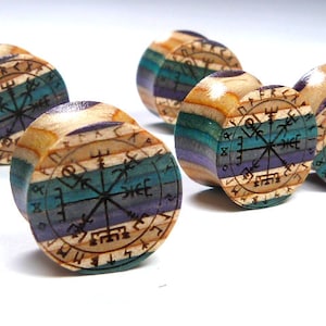 Recycled Skateboards, 14mm (9/16&quot;) Plugs, Viking Compass, Plugs and Tunnels, Ear Gauge, Wooden Plug, Wood Tunnel, Wooden Plugs, Gauges