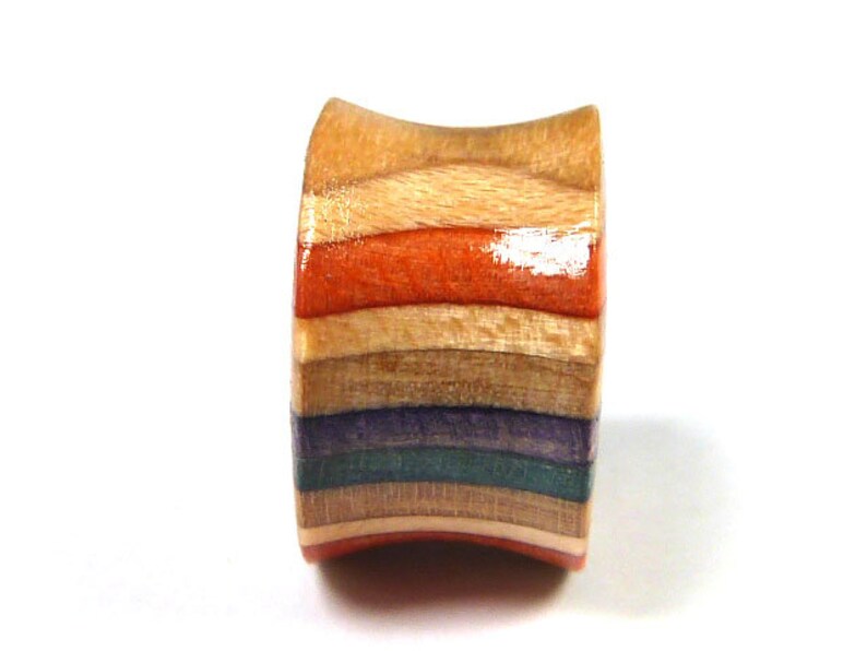 Ear Gauge Pair of Plugs Recycled Skateboards Gauges Plugs and Tunnels Wood Tunnel Wood Tunnels Wooden Plug Ear Plugs Wooden Plugs
