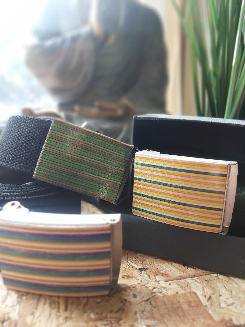 Skateboard Belt Buckle Reclaimed Handmade Blue & Red Buckle Etsy