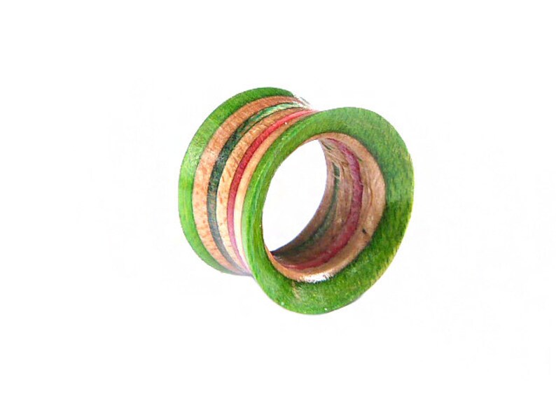 Gauges Ear Gauge Pair Of Tunnels Recycled Skateboards Plugs and Tunnels Ear Plugs Wooden Plugs Wooden Plug Wood Tunnel Wood Tunnels