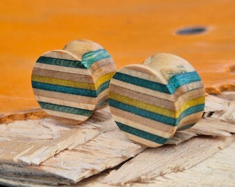 Recycled Skateboards, 14mm (9/16") Plugs, Plugs and Tunnels, Ear Gauge, Wooden Plug, Wood Tunnel, Wooden Plugs, Wood Tunnels, Gauges