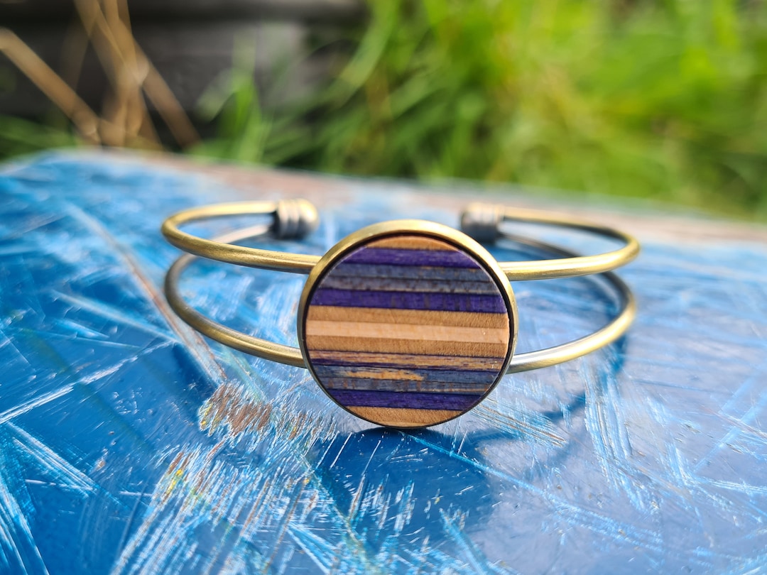 Recycled Skateboards Wood Cuff Bracelet Wooden Bangle Etsy UK