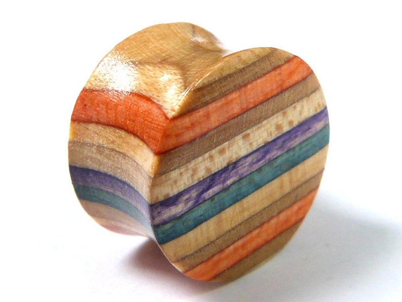 Ear Gauge Pair of Plugs Recycled Skateboards Gauges Plugs and Tunnels Wood Tunnel Wood Tunnels Wooden Plug Ear Plugs Wooden Plugs