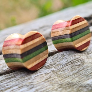 Recycling Skateboards, 12mm (1/2&quot;) Plugs, Plugs und Tunnel, Ohr Gauge, Holz Plug, Holz Tunnel, Holz Plugs, Holz Tunnel, Gauges