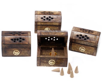 Mini Incense Cone Smoke Box, Mango Wood, Burning Incense, Amazing Scents, Burning Chamber, Incense Holder, Incense Box