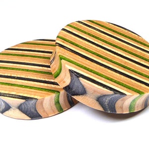 Recycelte Skateboards, 42mm (1 5/8&quot;) Plugs, Plugs und Tunnel, Ohrstöpsel, Holz Plug, Holztunnel, Holz plugs, Holztunnel, Gauges