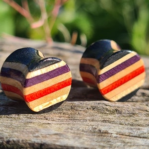 Recycling Skateboards, 10mm (3/8&quot;) 00g Plugs, Plugs und Tunnel, Ohr Gauge, Holz Plug, Holz Tunnel, Holz Plugs, Holz Tunnel, Gauge 00