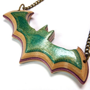 Recycled Skateboards, Bat Necklace, Bat Pendant, Vampire Bat, Dramatic Necklace, Gothic Bat Necklace, Bat Charm Necklace