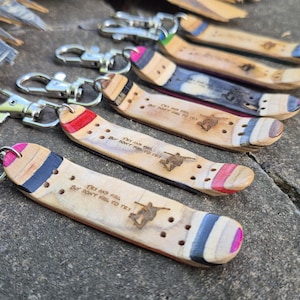 Inspirational Skateboarder Gift, Handmade From Recycled Skateboard Skater Gift, Skate Deck Keyring, Mini Skateboard, Tech Deck, Meaningful