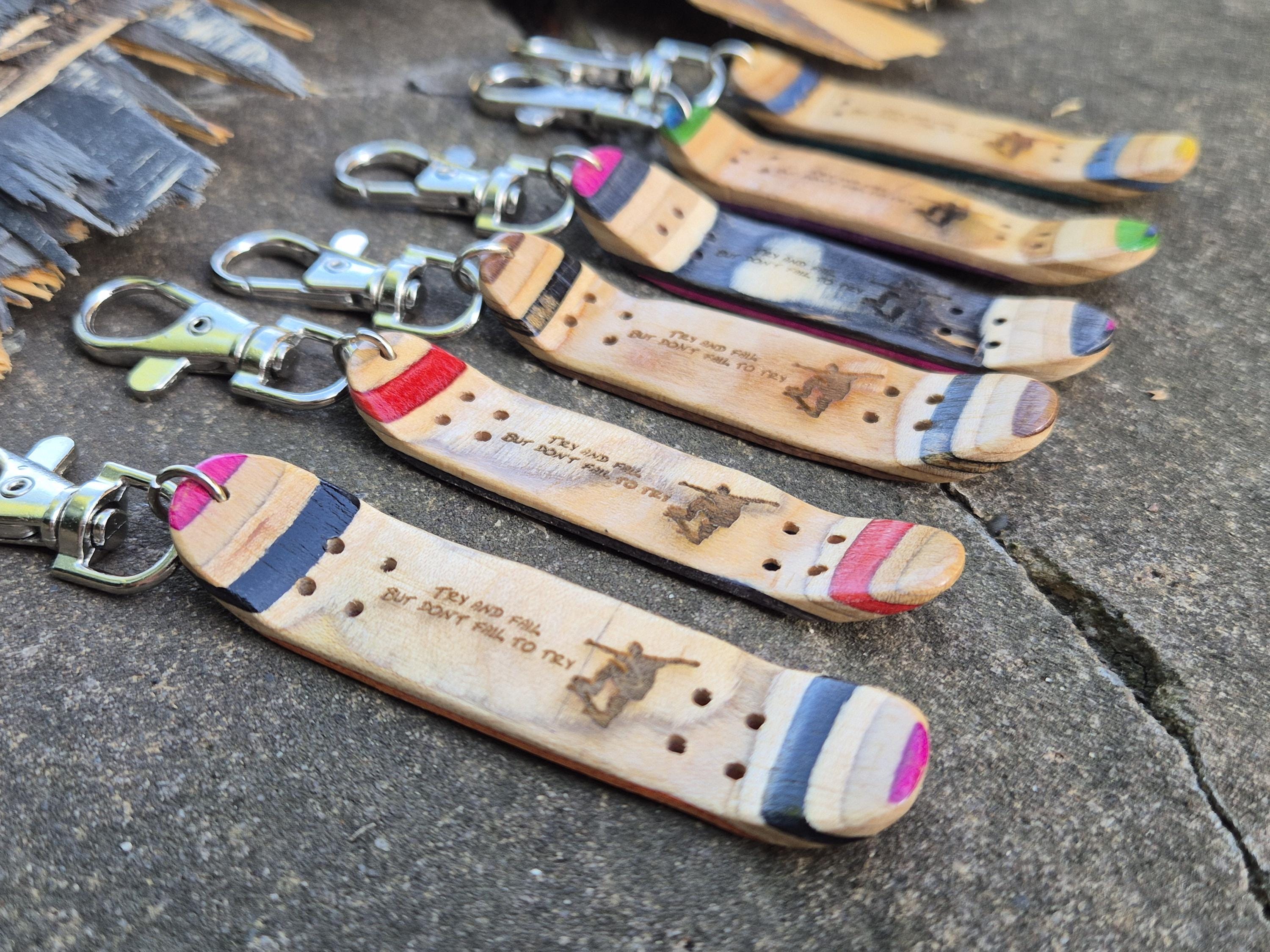 Inspirational Skateboarder Gift, Handmade From Recycled Skateboard Skater Gift, Skate Deck Keyring, Mini Skateboard, Tech Deck, Meaningful