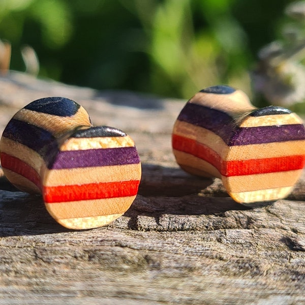 Recycled Skateboards, 8mm (5/16") 0g Plugs, Plugs and Tunnels, Ear Gauge, Wooden Plug, Wood Tunnel, Wooden Plugs, Wood Tunnels, 0 Gauge