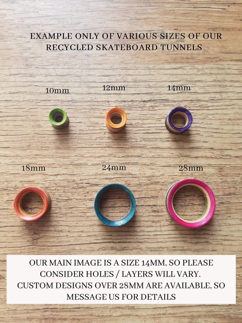 Gauges Ear Gauge Pair Of Tunnels Recycled Skateboards Plugs and Tunnels Ear Plugs Wooden Plugs Wooden Plug Wood Tunnel Wood Tunnels