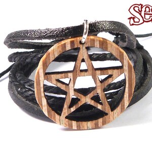 Skateboard riciclati, Bracciale pentacolo, Regali unici, Protezione spirituale, Regali da donna da uomo, Bracciale pentagramma, Bracciale in corda di legno
