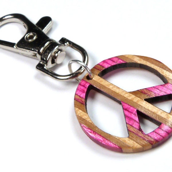Recycled Skateboards, Peace Sign, Backpack Keyring, Zip Keyring, Peace Symbol, Peace Keychain, Unique Pendant, Bag Accessories