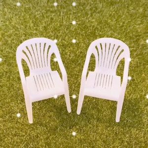 White Dollhouse Miniature Lawn Chair - Really Stacks!  Each Chair Sold Individually.