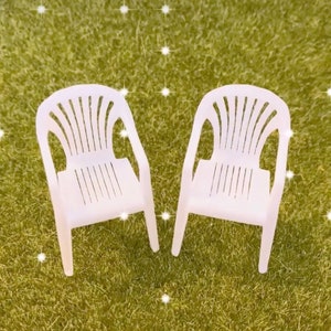 White 1:12 Dollhouse Miniature Lawn Chair - Really Stacks!  Each Chair Sold Individually.