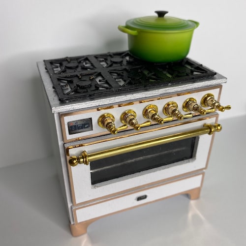 Green Resin Aga Style Stove Furniture Dolls House Kitchen Cooker 1.12th Scale 