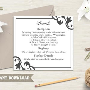 DIY Wedding Details Card Template Download Printable Wedding - Etsy