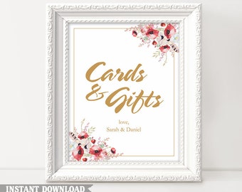 Printable Cards and Gifts Sign Template, Wedding Sign, Wedding Cards Sign Card, Table Sign Gift, Table Sign Wedding Décor, Cards Gifts Print