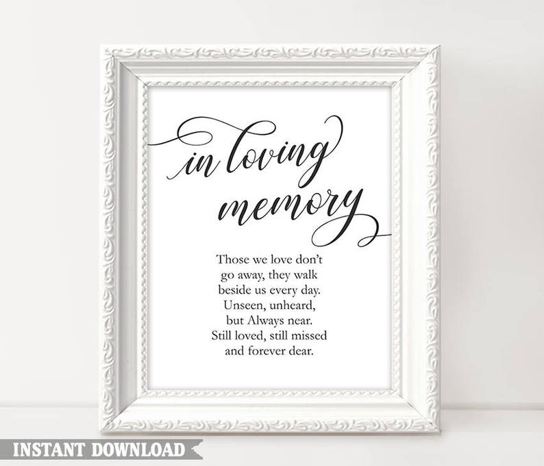 In Loving Memory Printable Wedding Signs Personalized Sign - Etsy