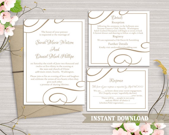 Wedding Invitation Template Download Printable Wedding Etsy