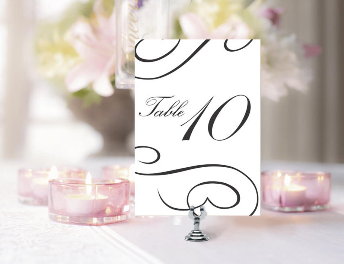 Printable Table Numbers DIY Wedding Table Card Template Elegant Table