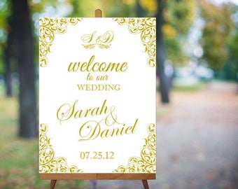 Wedding Welcome Sign Printable Wedding Sign Gold Wedding Signs Elegant Wedding Signs Custom Wedding Signs Large Digital Wedding Sign PDF