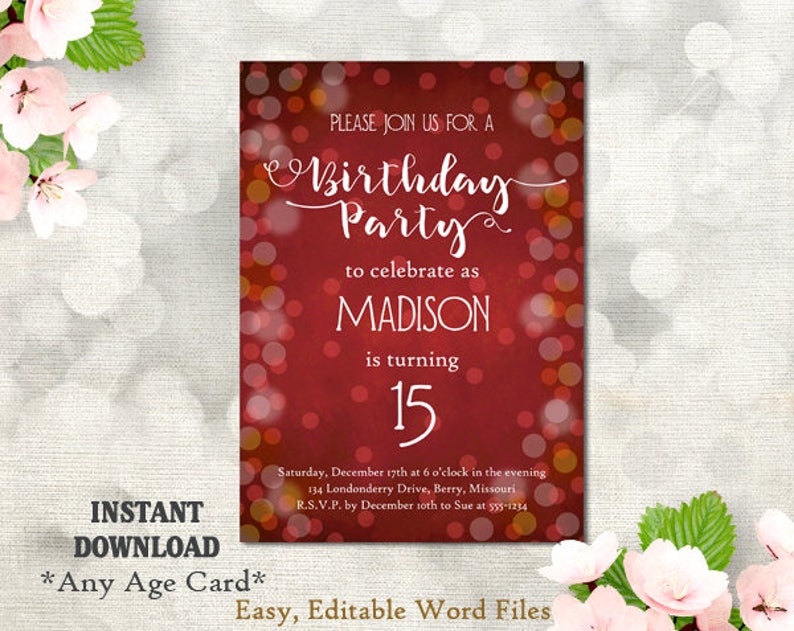 printable-birthday-party-invitation-template-15th-birthday-etsy