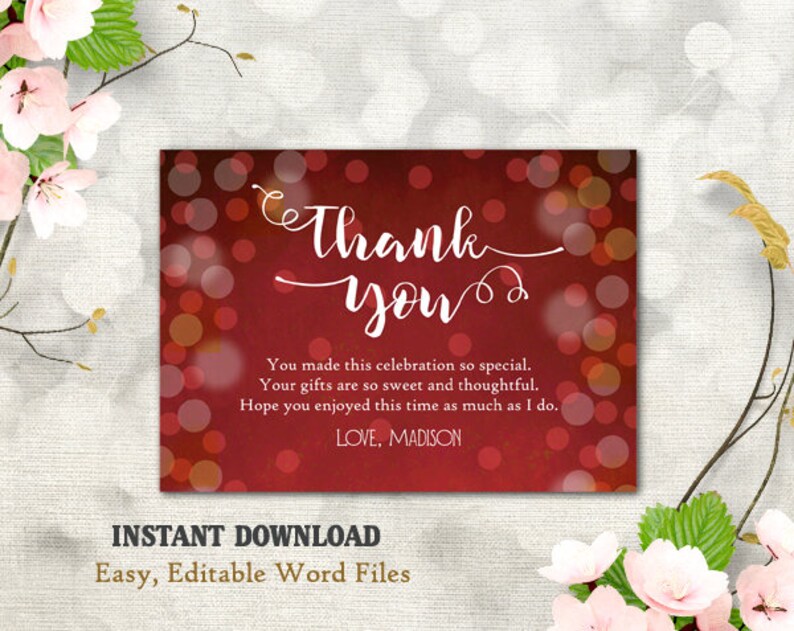 Birthday Thank You Template Party Thank You Cards Printable | Etsy