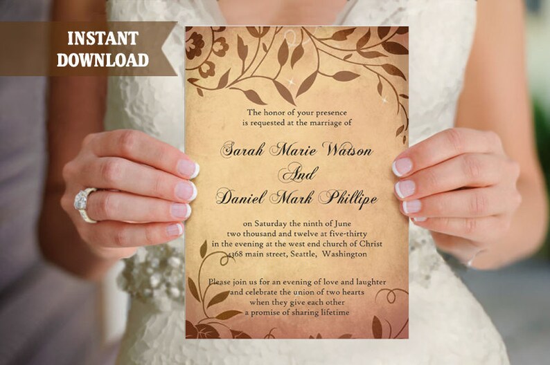 Rustic Wedding Invitation Template Download Printable Etsy