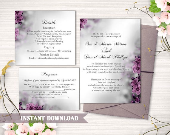 Wedding Invitation Template Download Printable Wedding Etsy