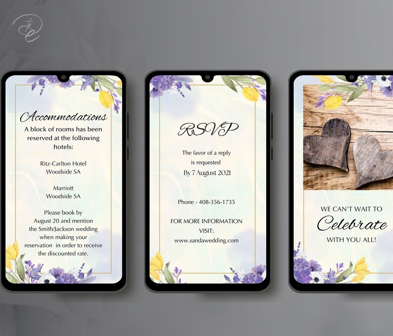 Wedding Video Invitation, Wedding Animated Card, Digital Electronic Text Message, Custom Invite Personalized Video Evite Floral Royal Luxury by TheDesignsEnchanted