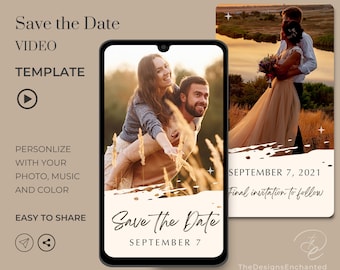 Save the Date Video Template Invitations, Save the Date Animated Evite, Custom Digital Photo Video Card Electronic Wedding Video Editing DIY