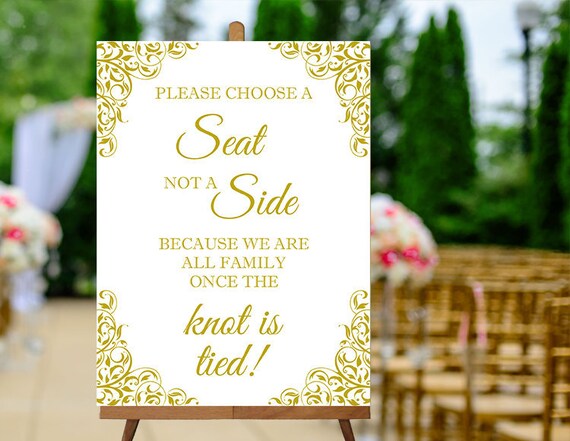 Printable Pick a Seat Not a Side Sign Template Wedding Day | Etsy