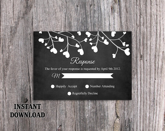 diy wedding rsvp template editable word file instant download etsy