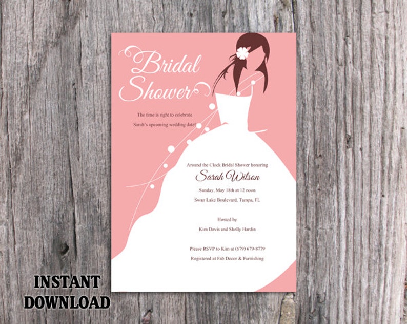 DIY Bridal Shower Invitation Template, Printable Script Bridal Shower