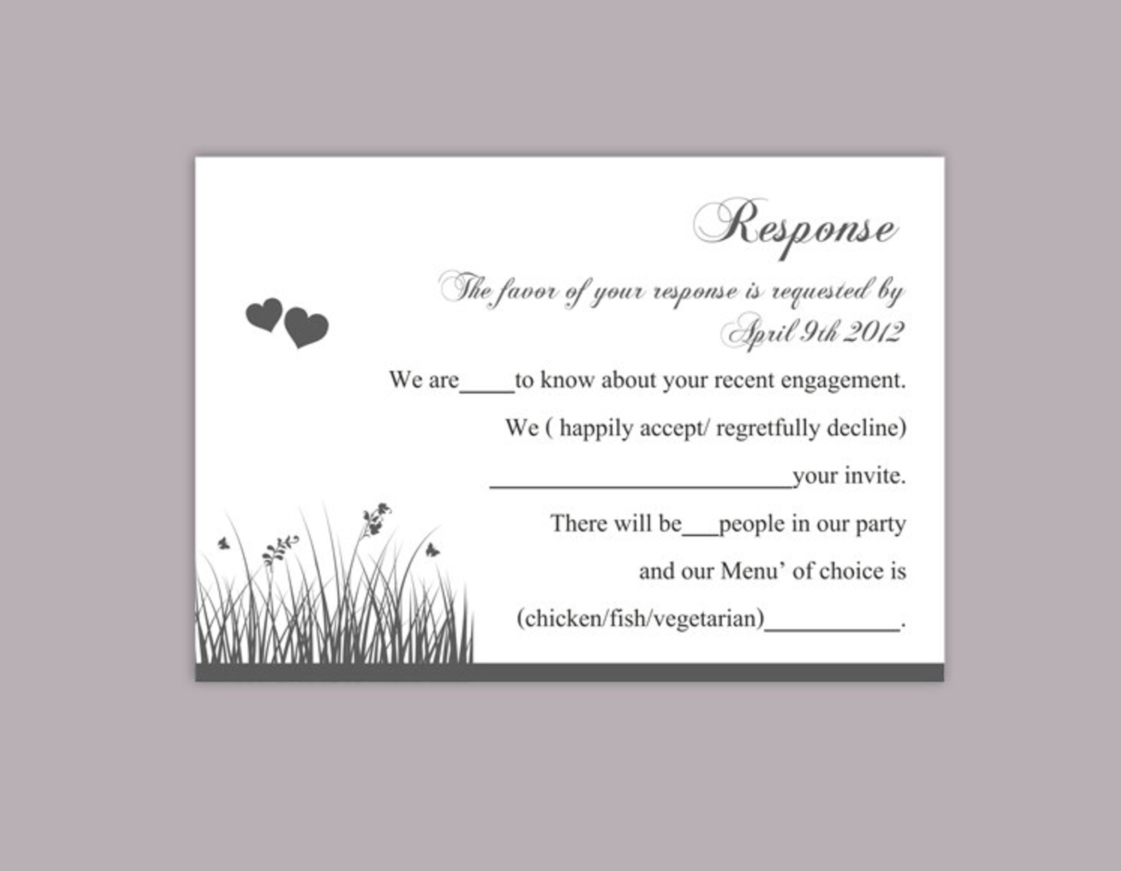 DIY Wedding RSVP Template Editable Word File Instant Download | Etsy