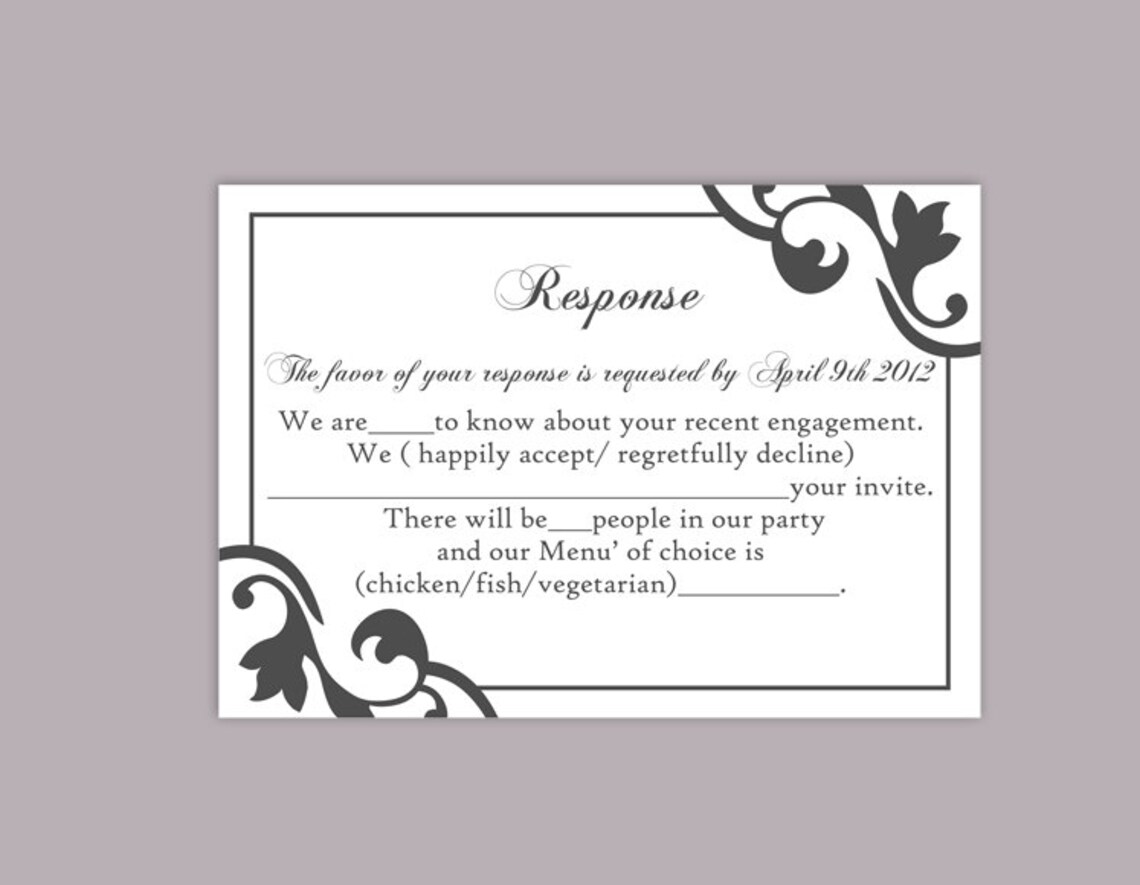 DIY Wedding RSVP Template Editable Text Word File Instant Download Rsvp ...