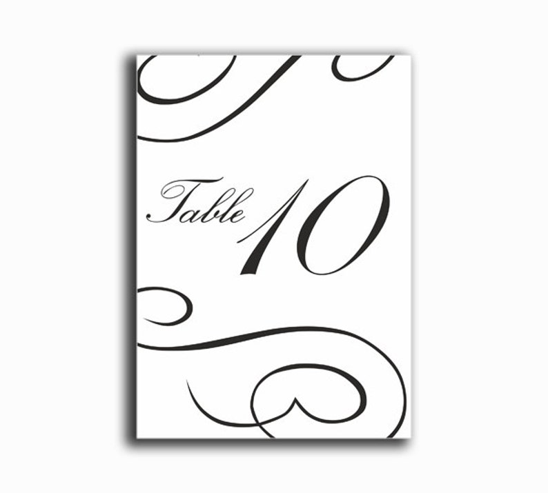 Printable Table Numbers DIY Wedding Table Card Template Elegant Table