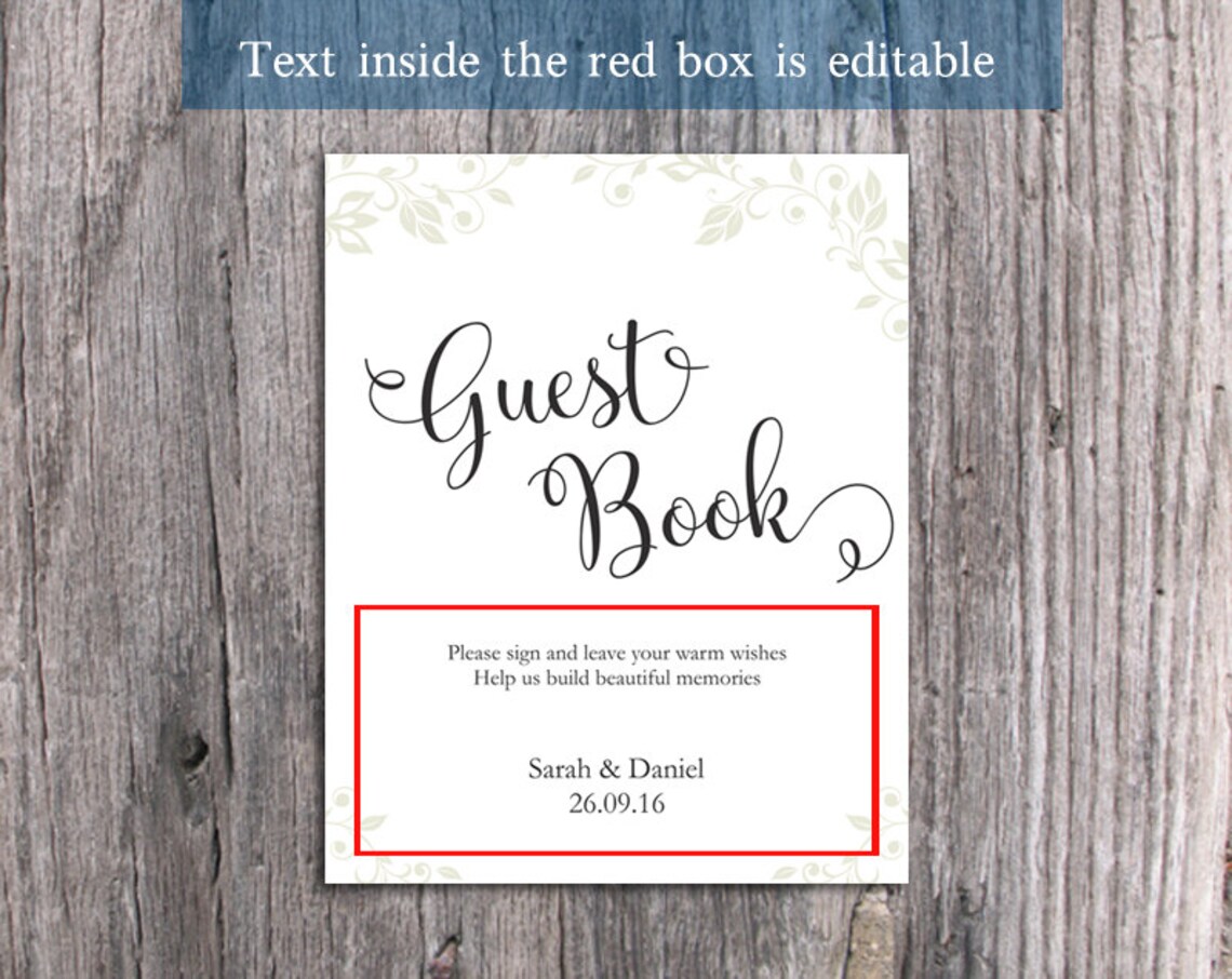 Guest Book Sign Wedding Guest Book Sign Printable Guest Book - Etsy
