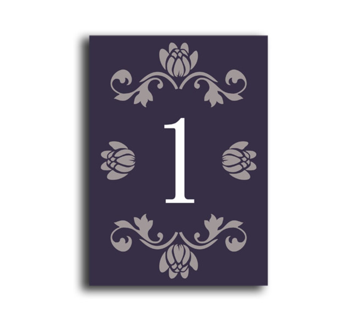 Table Numbers Printable Wedding Table Card Template DIY Etsy