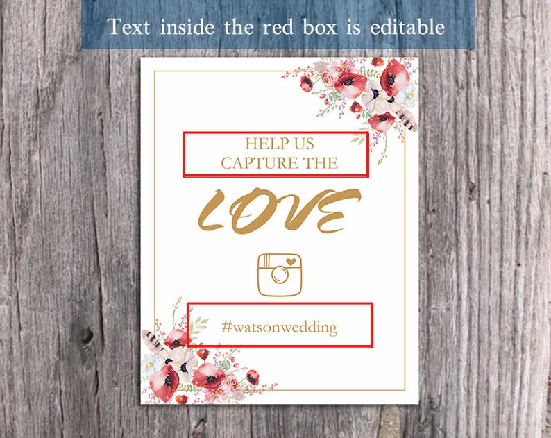 Printable Wedding Instagram Sign Template Instagram Photos - Etsy