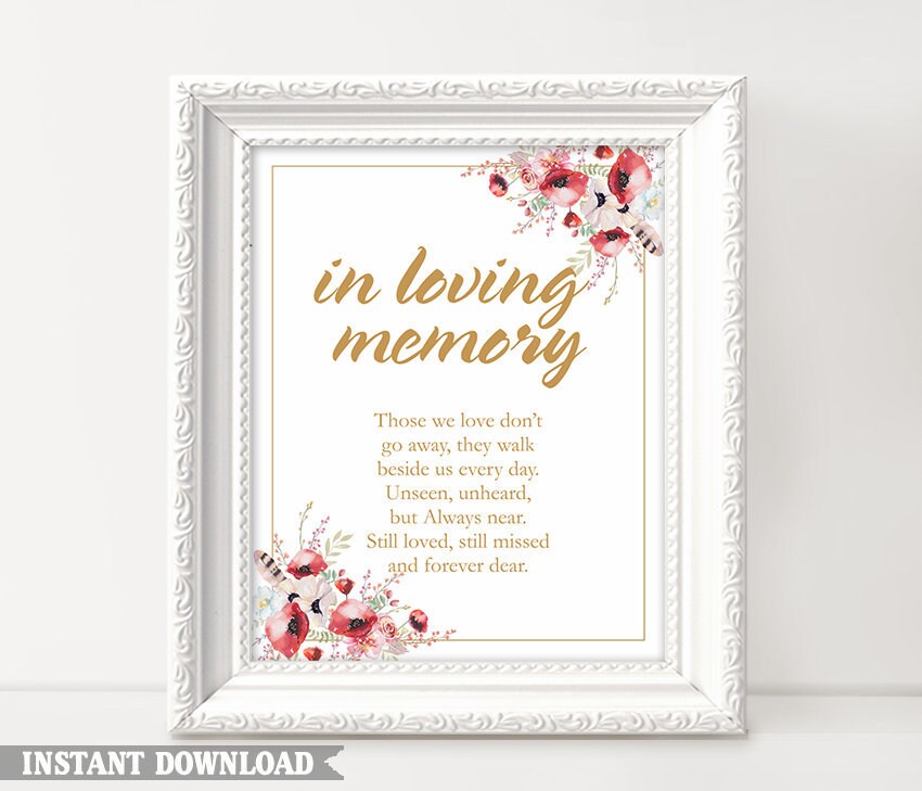 In Loving Memory Printable Wedding Signs Templates | Etsy